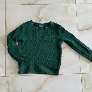 Ralph Lauren Forest Green Cable-Knit Crewneck Sweater
